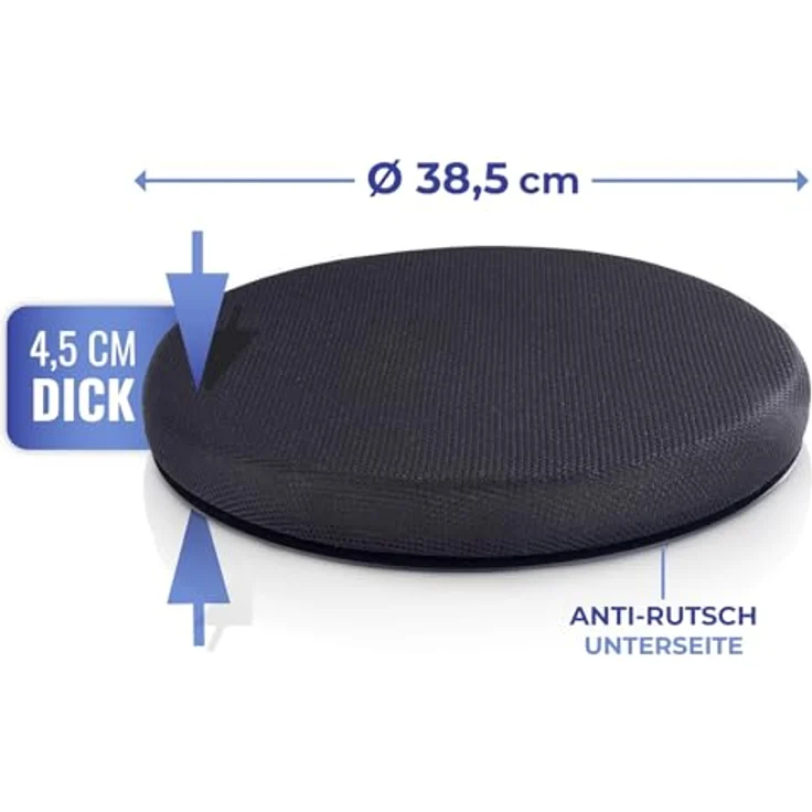 Maximex Drehkissen, 360° Aufstehhilfe mit 2 Wechselbezügen, ideal für Autositze, Sofa und Sessel, Ø 38,5x4,5 cm – Bild 4