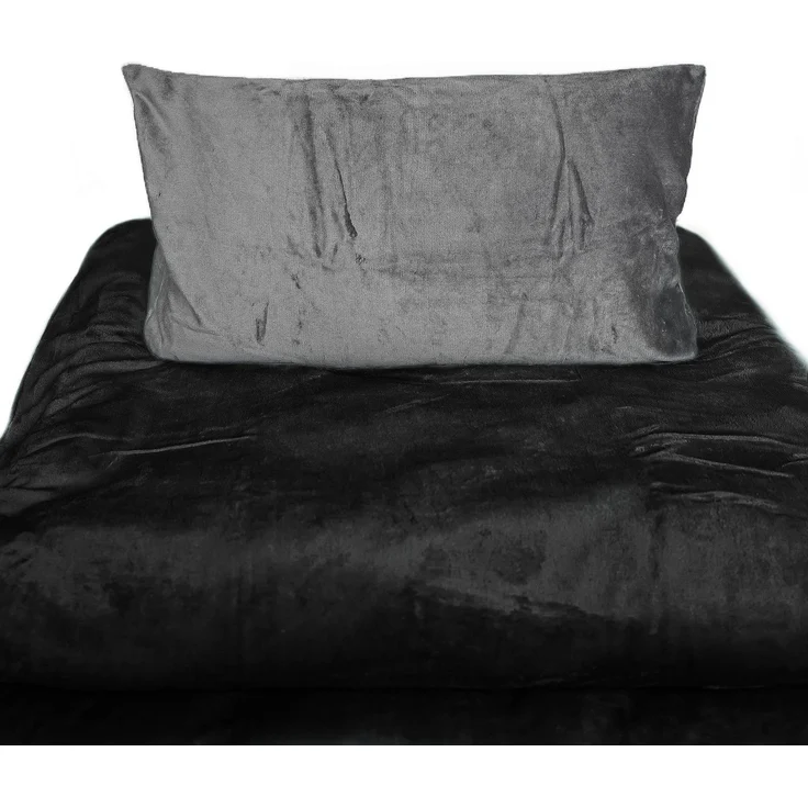 Moderne Plüschbettwäsche mit Reißverschluss - einfarbig, wendbar & warmhaltend Schwarz 200x200cm + 2x 80x80cm Kissenbezug – Bild 3