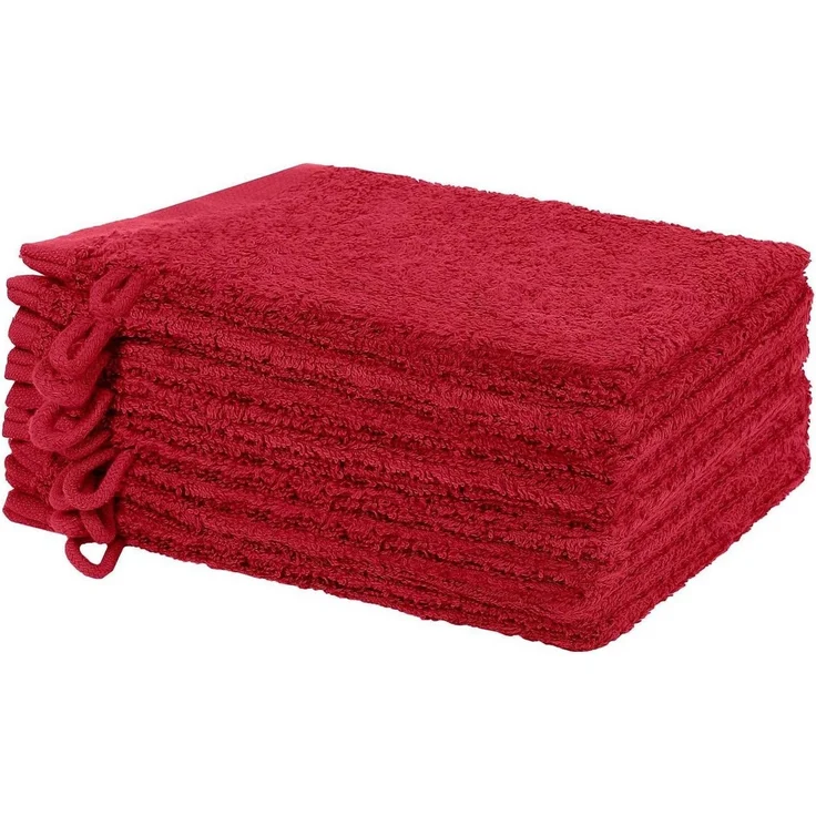 NatureMark Waschhandschuh Waschhandschuhe 500 gsm (10er-Set), 100% Baumwolle (10-St), Premium Frottier Waschhandschuhe, 15x21cm, Bordeaux rot – Bild 1