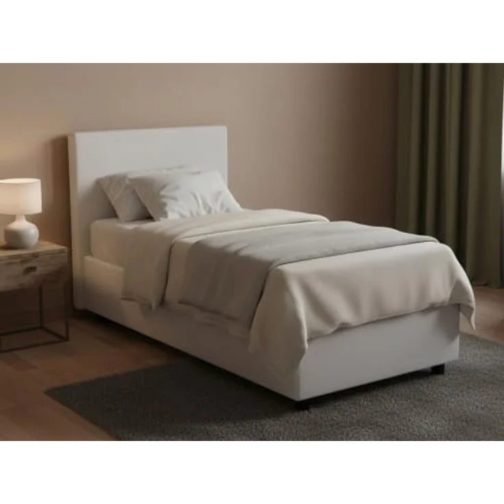 Talamo Italia - Einzelbett Caide, Bettkasten mit Kunstlederbezug, 100 % Made in Italy, seitliche Öffnung, inklusive Matratze 80 x 190 cm, Weiß – Bild 6
