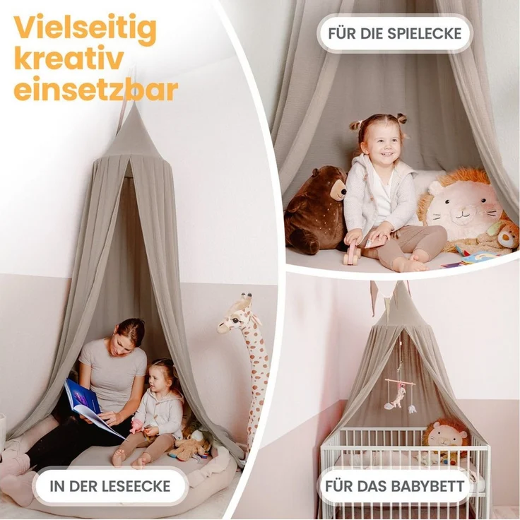 lilimaus Betthimmel Hochwertiger Baldachin Betthimmel für Baby- und Kinderbetten, Hochwertiger Betthimmel für Babybett, Kinderbett oder Kuschelecke – Bild 2
