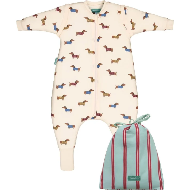 molis&co. Baby-Schlafsack mit Füßen, abnehmbare Ärmel und Socken. 2.5 TOG. Ideal für die Übergangszeit und den Winter. 100% Baumwolle (Oeko-TEX 100). (Fancy Teckel, 100 cm (4 Jahre))
