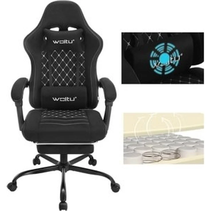 Woltu Gaming-Stuhl (1 St), mit Massagefunktion, ergonomisch, 150 kg, Tech-Stoff – Bild 6