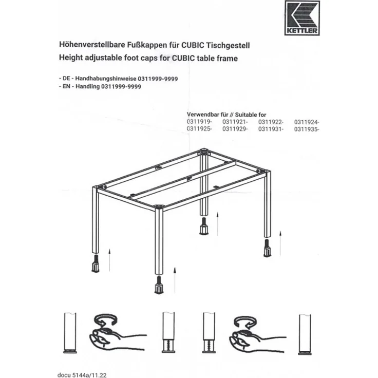 CUBIC Fußkappen 4er Set, höhenverstellbar – Bild 3