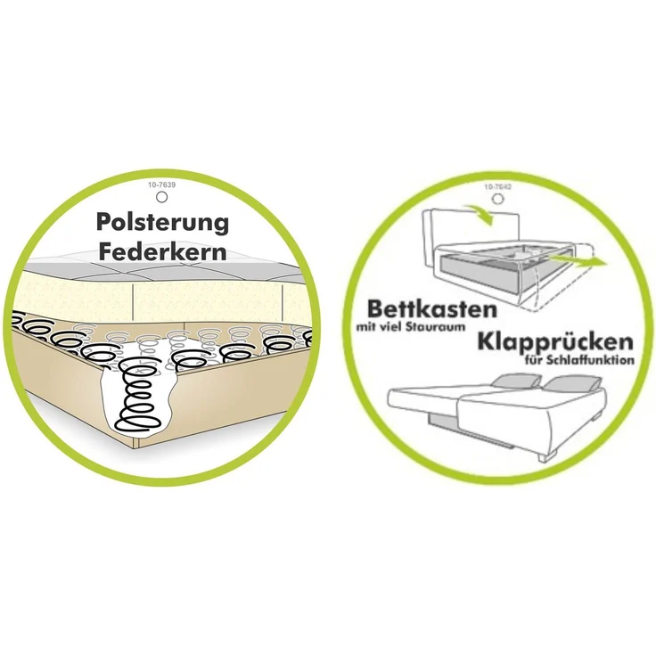 Schlafsofa Federkern Armlehnen verstellbar Couch Bettkasten Cord Dunkelgrau – Bild 5