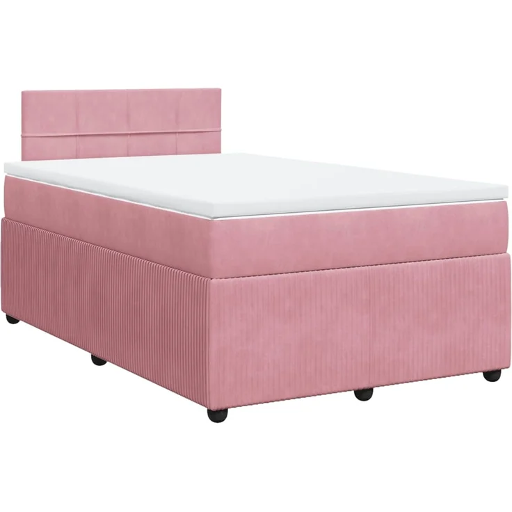vidaXL Boxspringbett mit Matratze Rosa 120x190 cm Samt 3287691 – Bild 2