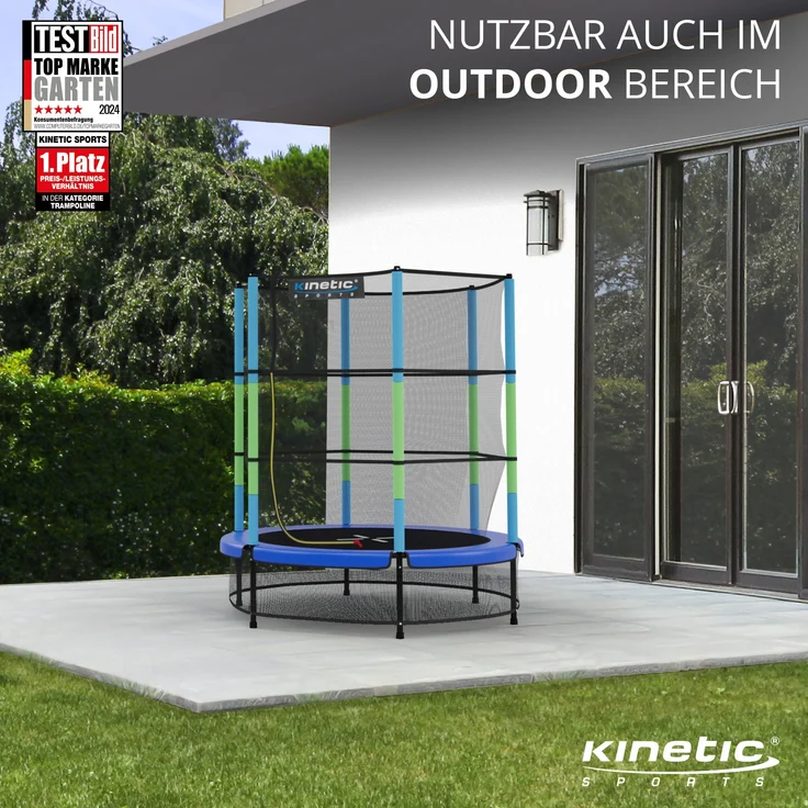 Kinetic Sports Gartentrampolin JUMPER 140, Ø 140 cm, Gummiseil Fun Jumper mit Sicherheitsnetz, Schutzpolster – Bild 3