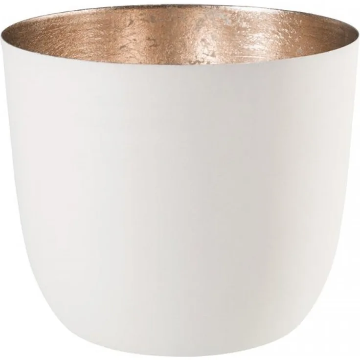 Madras Windlicht matt nudegold weiss M - H:8,5 cm/Ø10cm