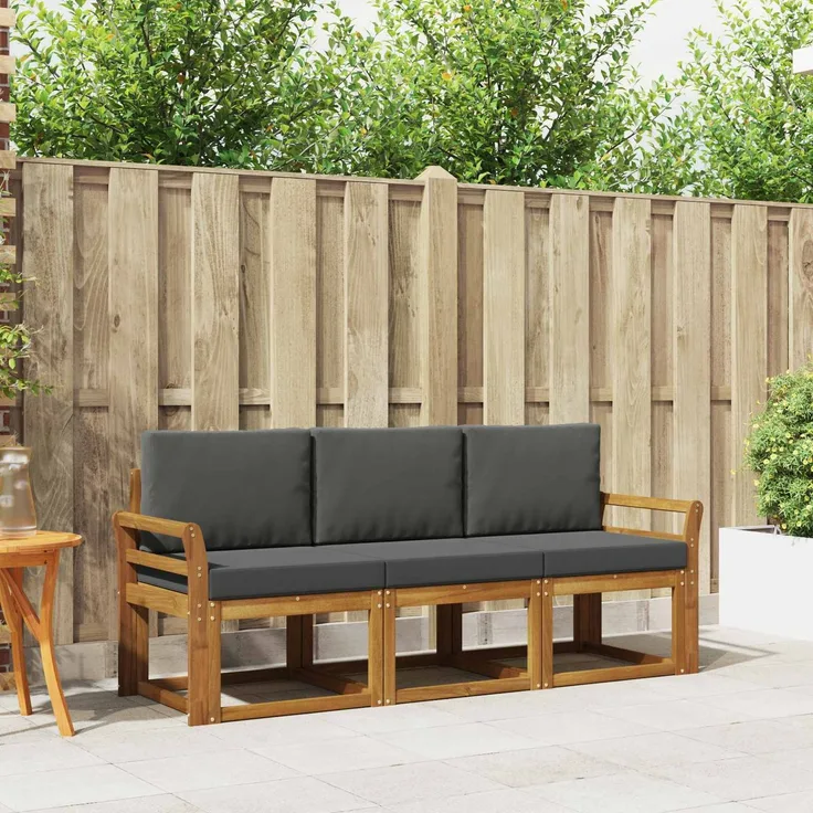 vidaXL Outdoor-Sofagarnitur 3 stk. 3-Sitzer Natur und Anthrazit 3365940