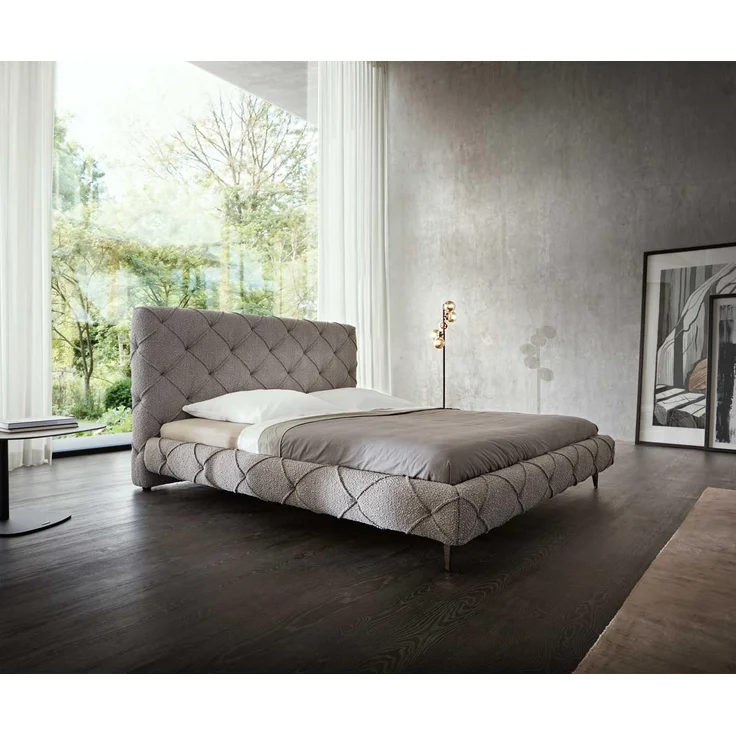 Polsterbettgestell Nayara 180x200 cm Bouclé Silbergrau – Bild 1