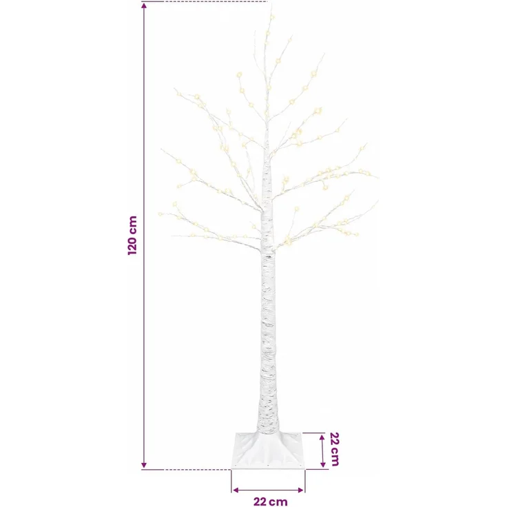 vidaXL Birken-Weihnachtsbaum Weiß 22 x 22 x 120 cm Kunststoff 174 LEDs 42055351 – Bild 7