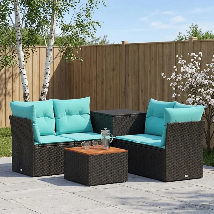 vidaXL Sofa Set 6 stk. Schwarz und Blau 55 x 55 x 37 cm 3447342 – Bild 1