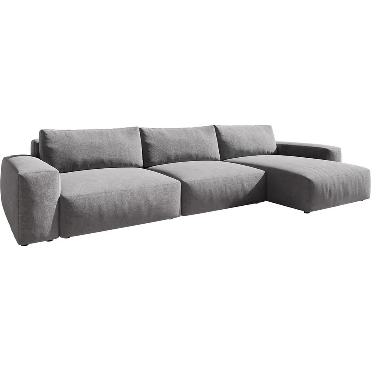 Ecksofa Lanzo XL 380x180 cm Mikrofaser Grau Recamiere variabel
