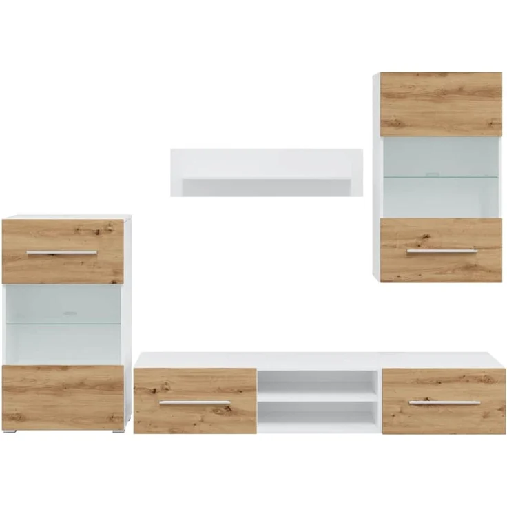 vidaXL 5-tlg. Wohnwand mit LED-Beleuchtung Artisan-Eiche Holzwerkstoff 3324234 – Bild 4