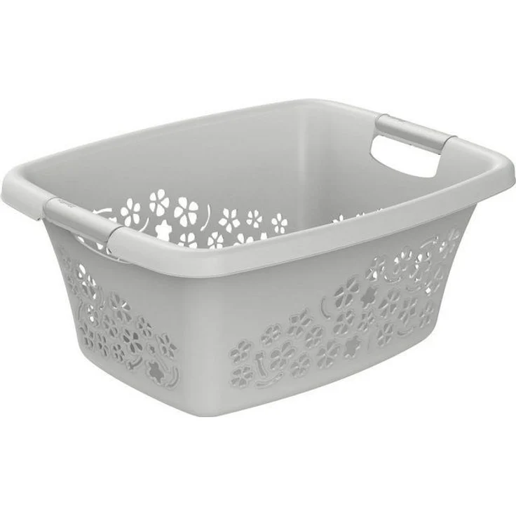 Rotho Wäschekorb Flowers 25 l kühles grau – Bild 4
