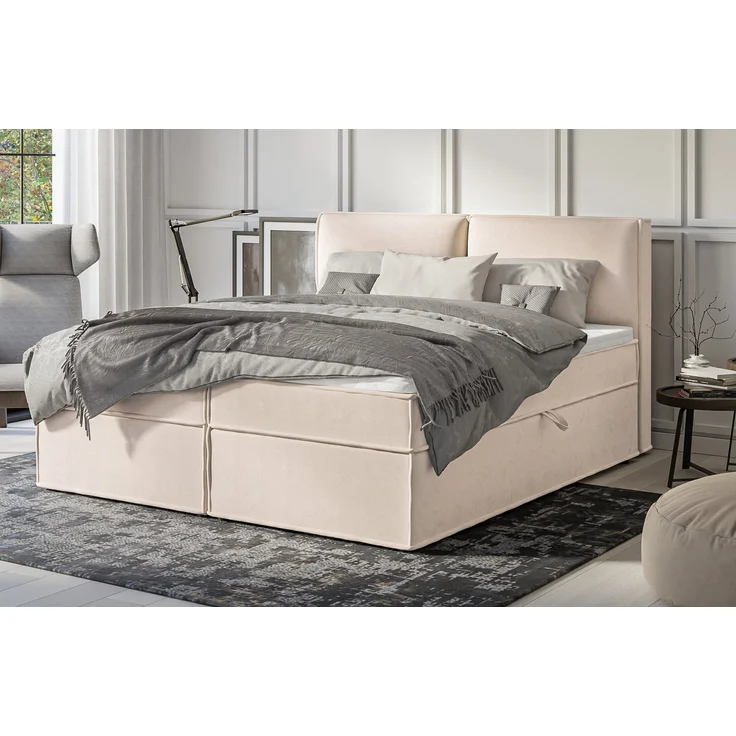 S-Style Möbel Boxspringbett Plaza mit Topper und Bettkästen aus Luxusmicrofaser, mit Topper und Bettkasten / zwei Bettkästen (je nach Bettgröße) – Bild 5