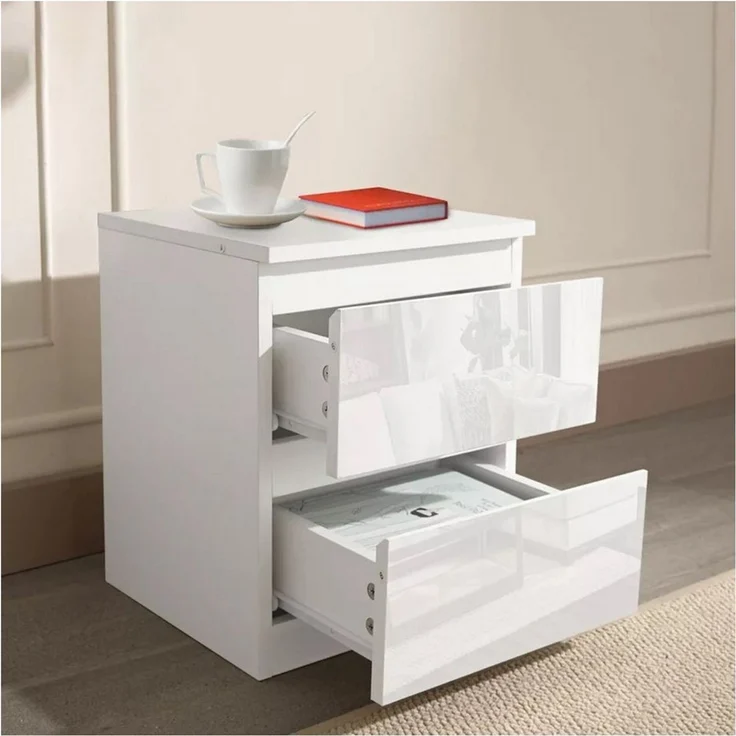 HTI-Living Nachtkommode Nachtschrank Kenji Hochglanz (Stück, 1 Nachtschrank), Nachtkommode 2 Schubladen – Bild 2