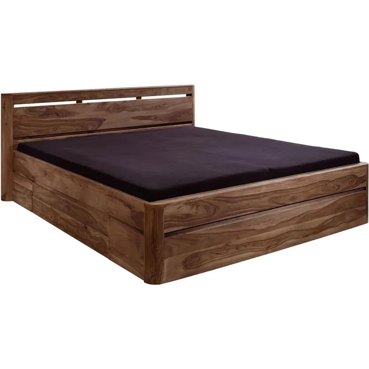 Bett mit Schublade Sheesham 180x200x90 smoked cherry gebeizt TORONTO #154