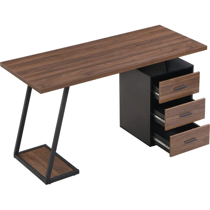 old sku:LY316258AAB,Bürotisch Arbeitstisch Ablage Basteltisch Industrial Schreibtisch 138.5cm mit 3 Schubladen – Bild 8