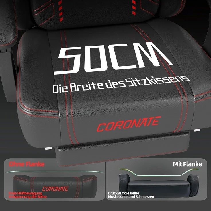 Gaming Stuhl Ergonomisch 360° Drehfunktion Rot Bürostuhl 150KG Homeoffice – Bild 5