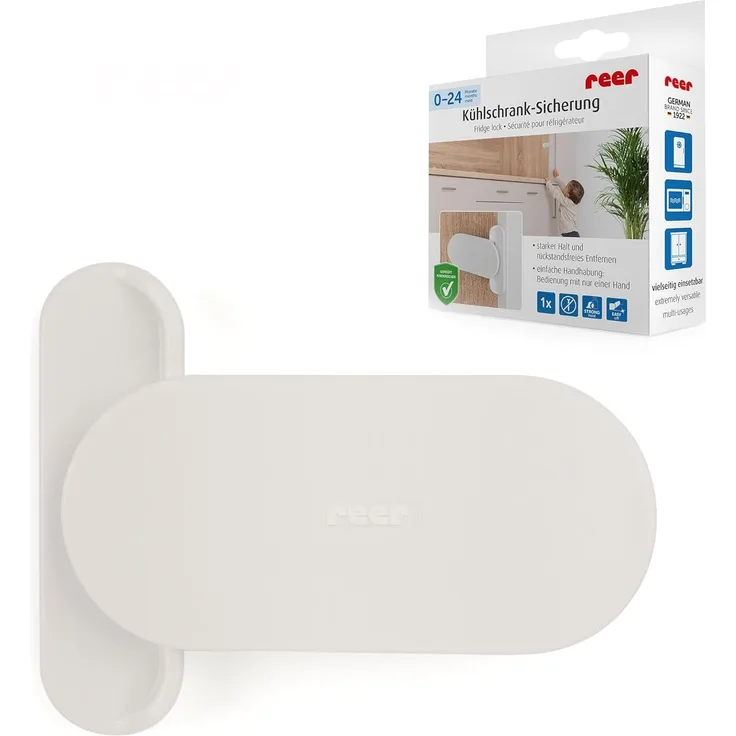 reer Elektrogeräte-Sicherung, Kinder-Sicherung für Kühlschrank, Mikrowelle, Schiebetüren vom schwäbischen Kindersicherheits-Experten