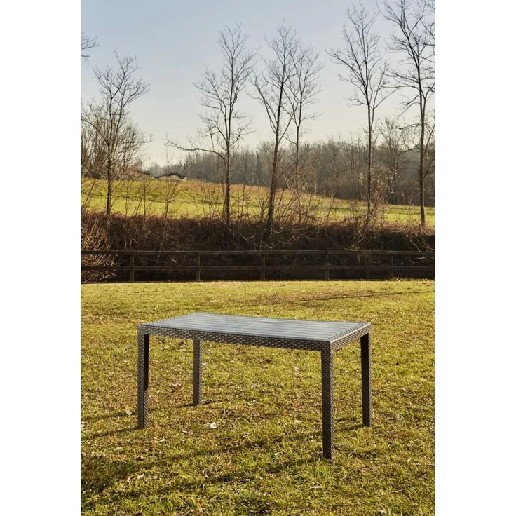 Gartentisch JOKER Rattan Optik Anthrazit Metalltisch Terrassentisch Outdoortisch rechteckig ca. 138x78x72cm – Bild 2