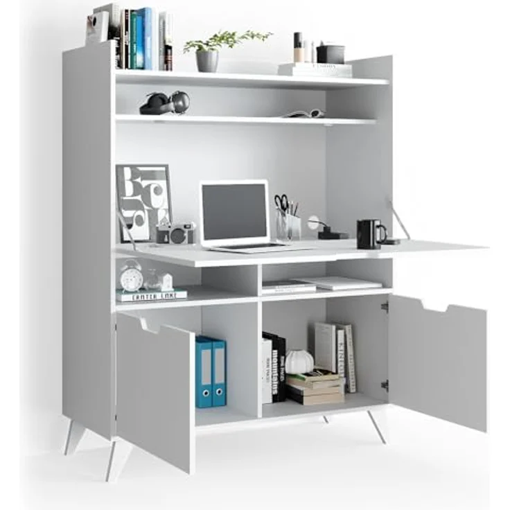 Sekretär Schreibtisch Berdi Weiß 110 x 45 cm Vicco – Bild 8