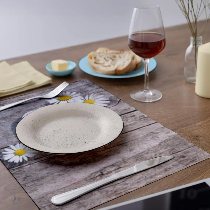 matches21 HOME & HOBBY Platzset Abwaschbare Tischsets 6er Set Landhaus-Stil Blumen & Holz-Optik, (6-St), Platzsets als Tisch-Untersetzer und Tisch-Deko für Esstisch Teller – Bild 7