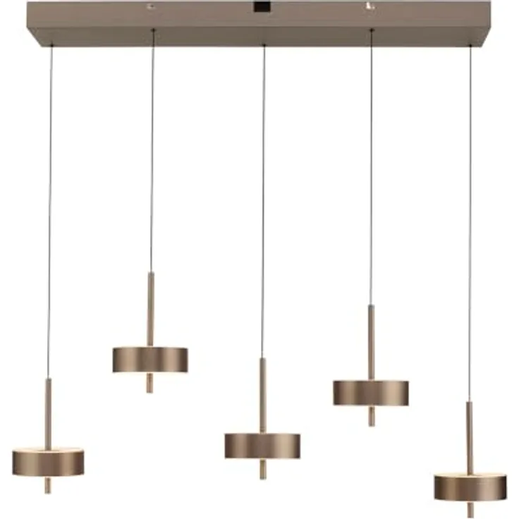 Paul Neuhaus LED Pendelleuchte, 5-flammig, dimmbar, höhenverstellbar mit Comfort Lift, schwenkbare Köpfe, CCT warmweiß-kaltweiß, Fernbedienung, dark metal brown, ZigBee-kompatibel