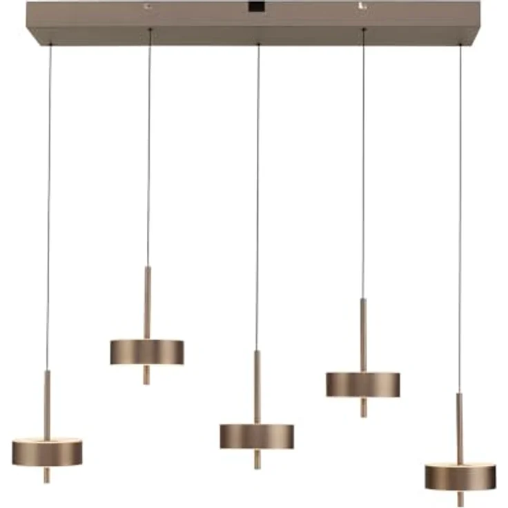 Paul Neuhaus LED Pendelleuchte, 5-flammig, dimmbar, höhenverstellbar mit Comfort Lift, schwenkbare Köpfe, CCT warmweiß-kaltweiß, Fernbedienung, dark metal brown, ZigBee-kompatibel – Bild 1