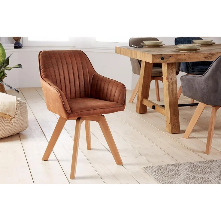 riess-ambiente Polsterstuhl LIVORNO vintage braun / natur (Einzelartikel, 1 St), Esszimmer · Microfaser · Armlehne · 180° drehbar – Bild 2