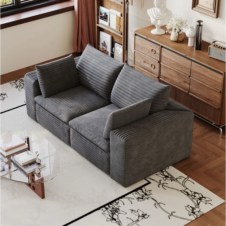 DESVIAE Sofa modular 180x60x90 cm aus Stoff in Dunkelgrau mit Schaumstofffüllung – Bild 3