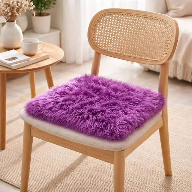 Provellus Sitzkissen Vegane Sitzauflage 40x40 cm Felloptik weich & waschbar – Bild 2