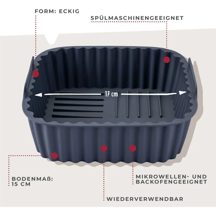 FACKELMANN Silikonform Silikon-Backform, Heißluftfritteusen-Einsatz, Antihaft-Backhilfe – Bild 1