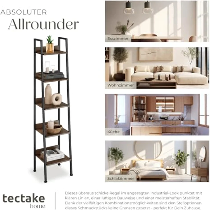 tectake Leiterregal Folkestone, Einzelstück 1-tlg, Industrial Style – Bild 9