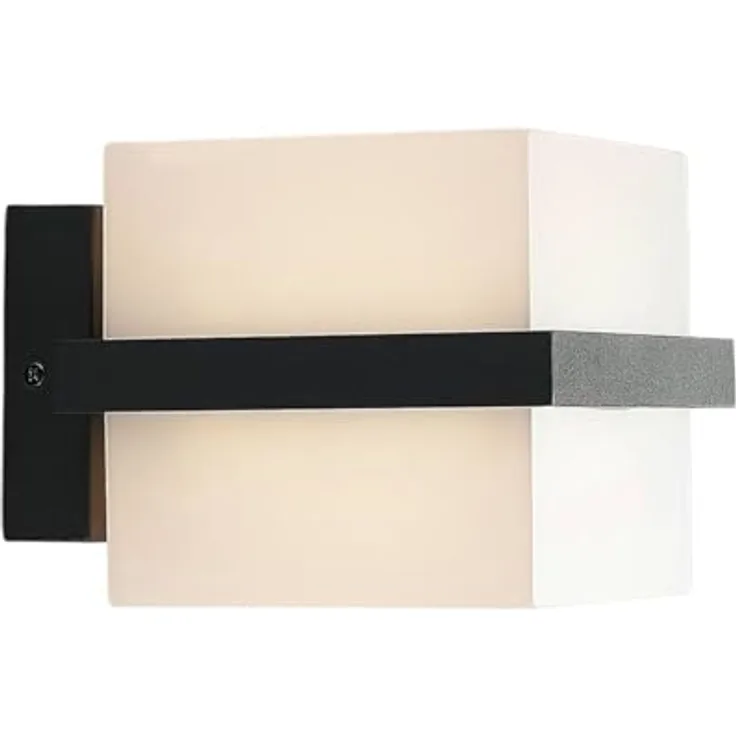 Lindby LED Wandleuchte Auron, spritzwassergeschützt, schwarz, 2-flammig für Außenwand/Hauswand