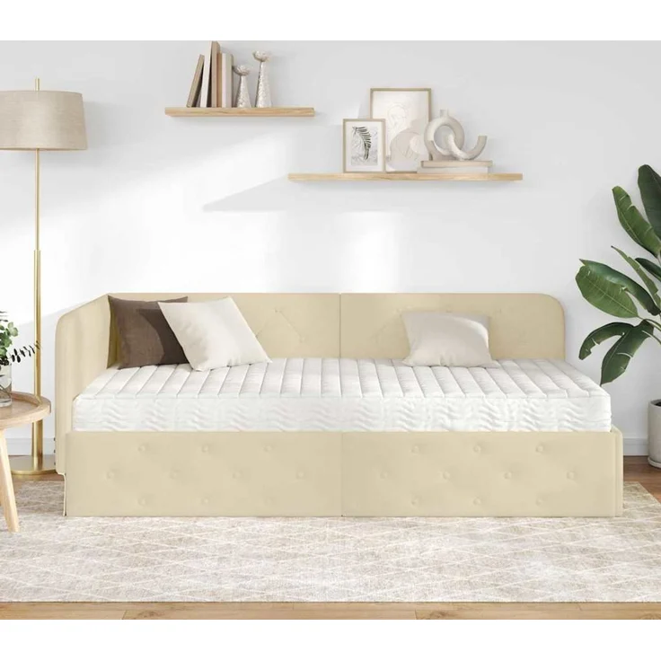 vidaXL Eckbettgestell Creme 100 x 200 cm Stoff 3394059 – Bild 3
