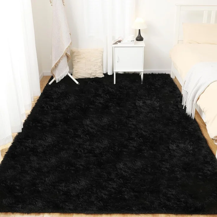 1 Stück Wohnzimmerteppich, superweich, rutschfest, 120x80 cm, Schwarz – Bild 7