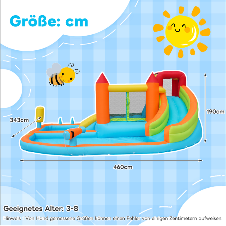 LVHOM Aufblasbare Hüpfburg mit Gebläse, Spielpool, Trocken-/Wasserrutsche, Springburg Outdoor, Wasserpark mit Trampolin, Planschbecken, 460 x 343 x 190cm – Bild 10