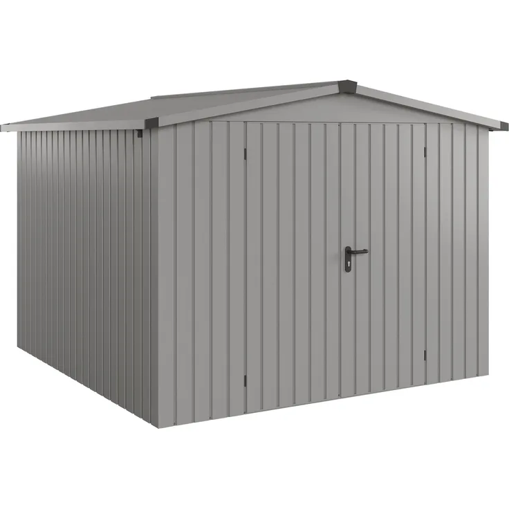 Hörmann Ecostar Metall-Gerätehaus "Euroline Trend" mit Satteldach ESD 10, graualuminium, 262 x 262 cm,2-flüglige Tür