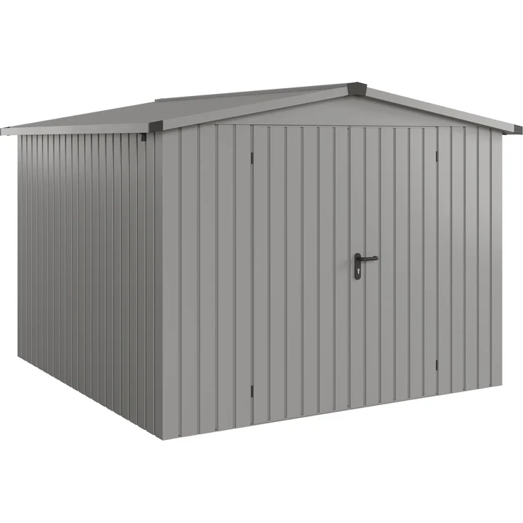 Hörmann Ecostar Metall-Gerätehaus "Euroline Trend" mit Satteldach ESD 10, graualuminium, 262 x 262 cm,2-flüglige Tür – Bild 1