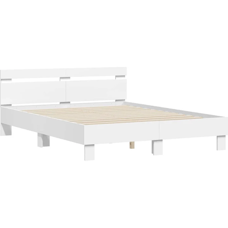 vidaXL Bettrahmen mit LED-Lichtleisten Weiß 152 x 203 cm Holzwerkstoff 3402852 – Bild 4