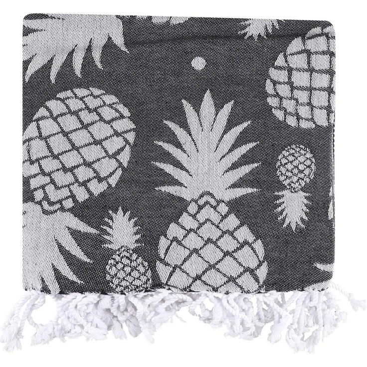 Mijolnir 'Ananas - Black' Fouta (Strandtuch), Anthrazit / Grau, 100 x 180 cm – Bild 3