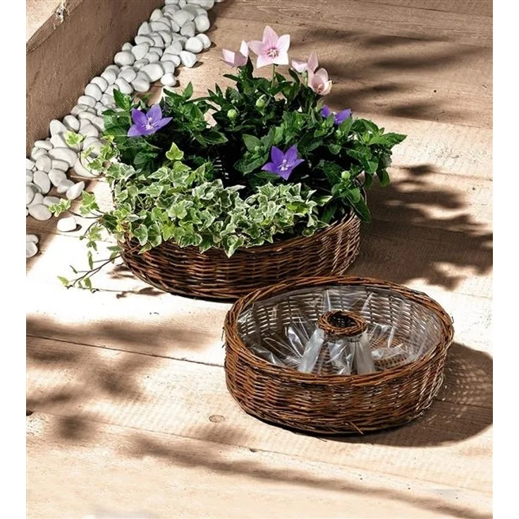 2x Pflanzrad aus Weide, braun, Pflanzschale, Blumenschale, Pflanzgefäß, Blumentopf, Gartendeko für Draußen – Bild 2