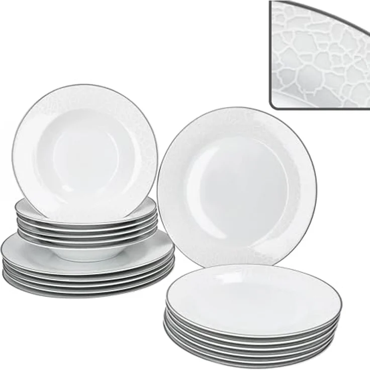 MamboCat Teller-Set MamboCat Venedig 18tlg Tellerset Essteller Suppenteller Kuchenteller, Porzellan – Bild 2