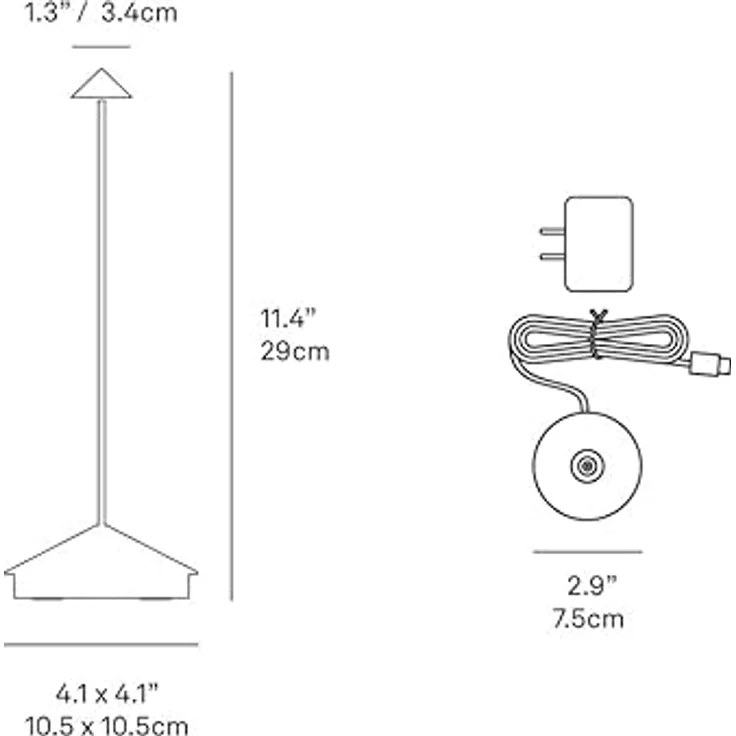 Zafferano Pina Pro - Dimmbare LED-Tischlampe aus Aluminium, Schutzart IP54, Verwendung im Innen-/Außenbereich, Kontaktladestation, H29cm, EU-Stecker - Dunkelgrau – Bild 8
