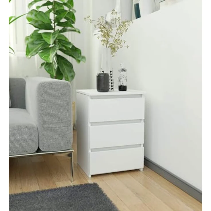 Home Collective Kommode 40 cm breit Holz Highboard Sideboard für Flur Schlafzimmer Wohnzimmer (Mehrzweckschrank Schrank schmal Kommode Schlafzimmer mit Schubladen), Kinderzimmer Organizer, 57 cm hoch mit 3 Schubladen weiß – Bild 6