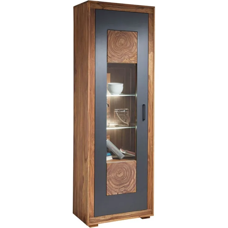 Vitrine Sheesham 66 x 40 x 201 gebeizt TURIN #01