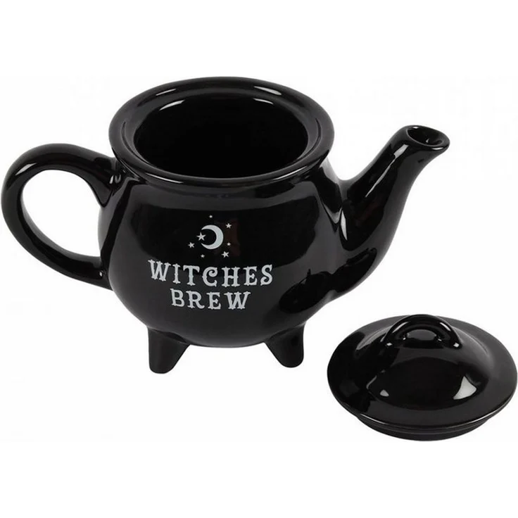 Horror-Shop Teekanne Schwarze Hexenkessel Teekanne aus Keramik – Bild 3