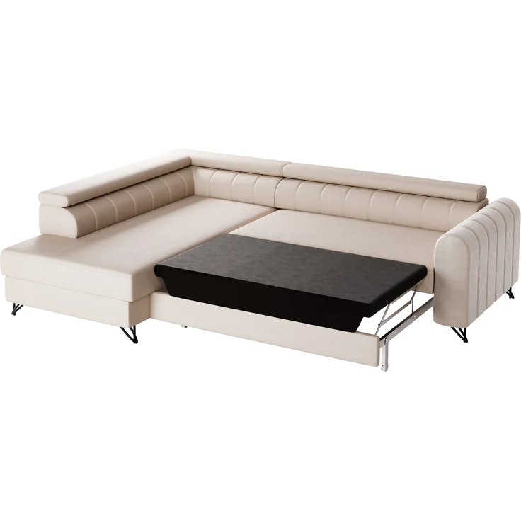 Ecksofa Alice mit Schlaffunktion und Bettkasten, Wohnlandschaft mit einstellbare Kopfstützen, Couch, Sofa, Bettsofa, Schlafsofa (Graphit (Kronos 22), Ecksofa Rechts) – Bild 3